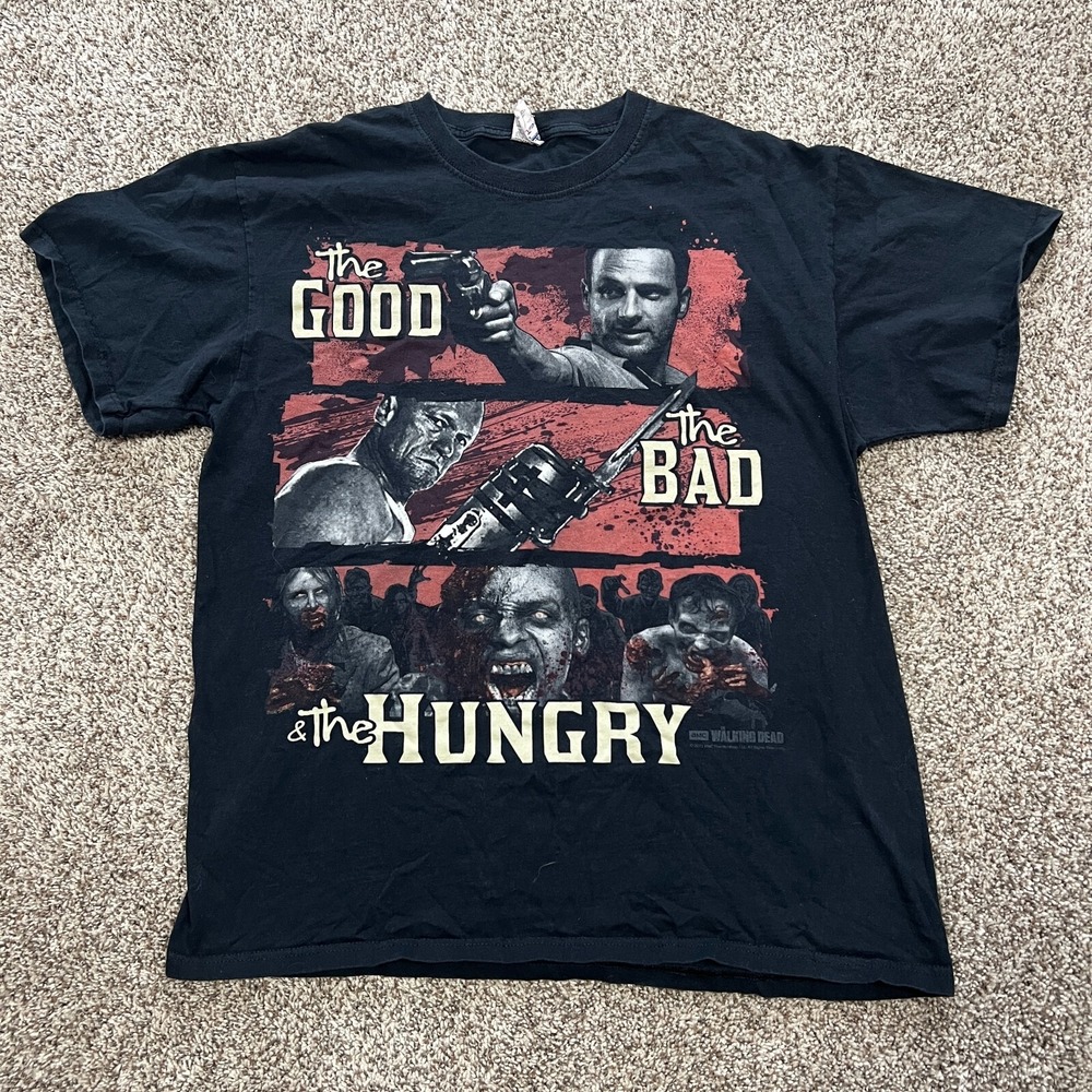 THE WALKING DEAD Shirt L Black The Good The Bad The Hungry Season 1 AMC Zombie